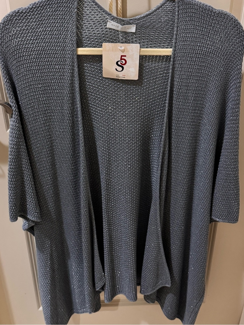 Gorgeous Metallic Shimmery Thread Sleeveless Cardigan made in Italy